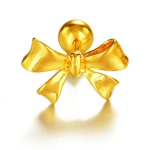 999 Pure Gold Fashion Simple Bow Earrings